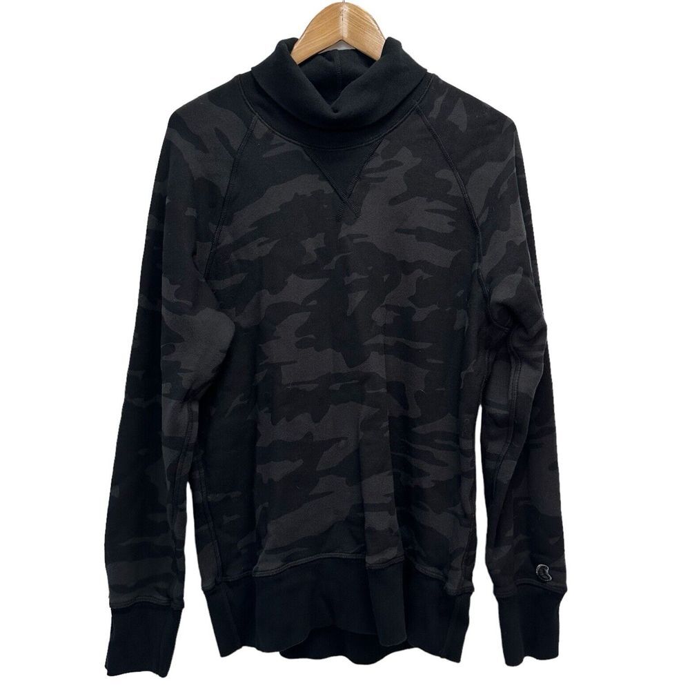 Champion x Todd Snyder Men's L Sweatshirt Black Camouflage Rolled Turtleneck USA